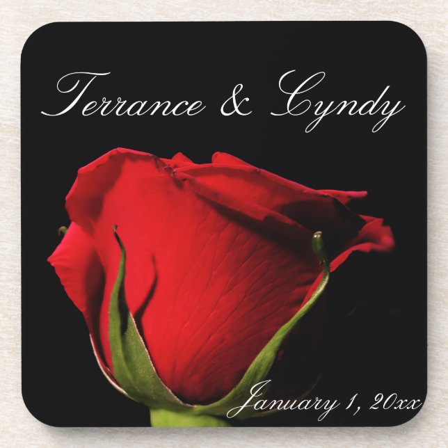 Long Stemmed Red Rose Personal Coaster (Front)