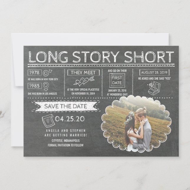Long Story Short | Funny | Photo Save the Date (Front)
