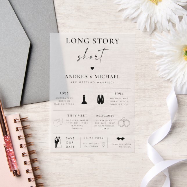 Long Story Short Infographic Save the Date Wedding Vellum Invitations (Wedding)