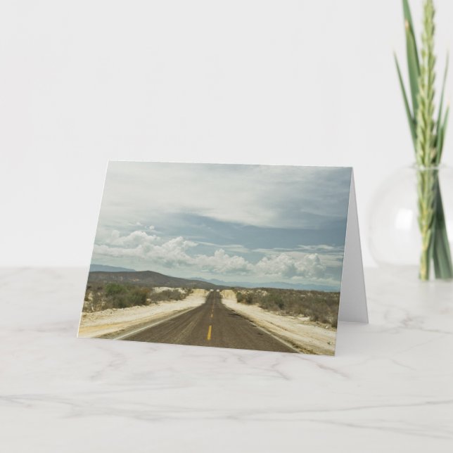 Long Straight Road Through Mexican Baja Landscape Card (Front)