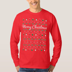 Long T-shirt de rouge de douille de Joyeux Noël