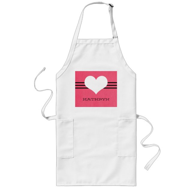 Long Tablier de coeur rose moderne (Devant)