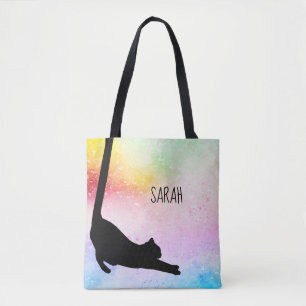 Long Tail Black Cat Personalized Tote Bag