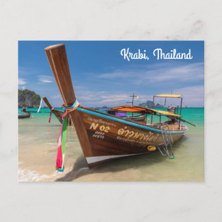 Long tail boat, Krabi, Thailand Holiday Postcard