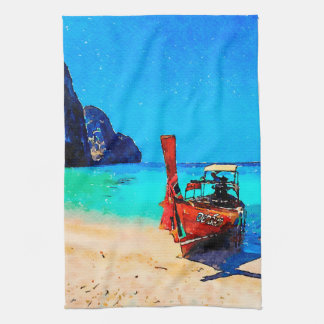 Long tail boat on Thai Kitchen Towel