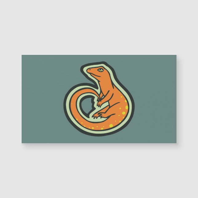 Long Tail Orange Lizard With Spots Drawing Design (Front)