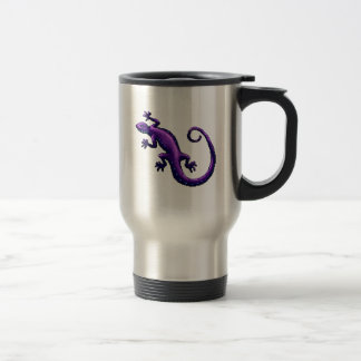 Long Tail Purple Lizard Blue Spots Pixel Travel Mug