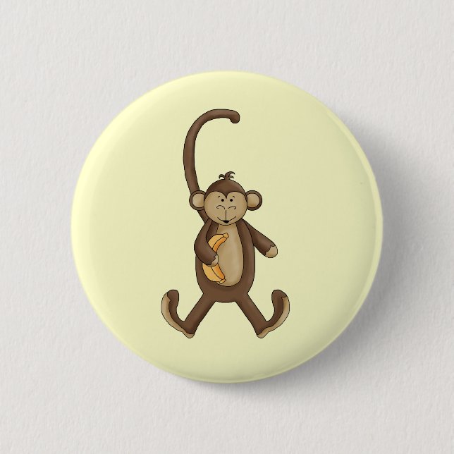 Long Tailed Monkey 2 Inch Round Button (Front)