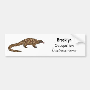 Long-tailed pangolin cartoon illustration bumper sticker