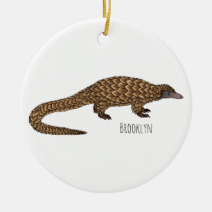 Long-tailed pangolin cartoon illustration ceramic ornament