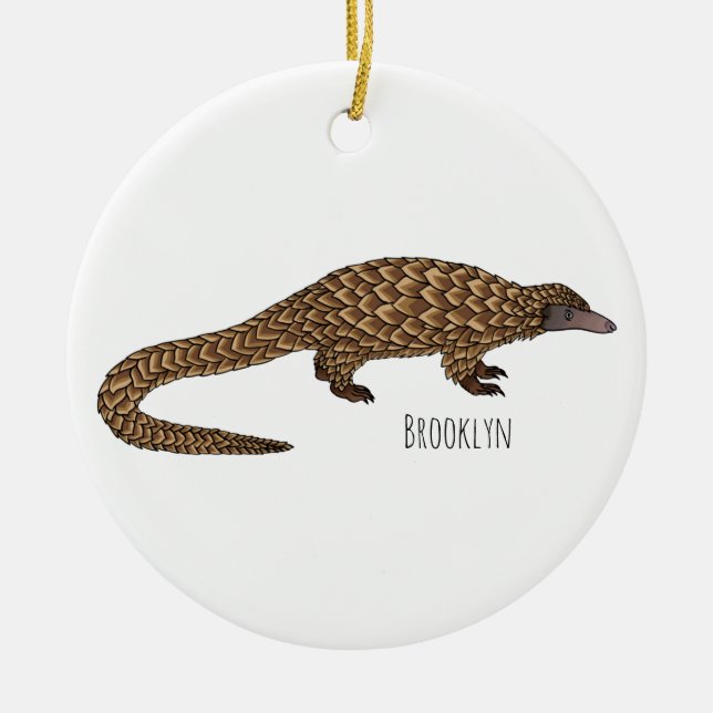 Long-tailed pangolin cartoon illustration ceramic ornament (Front)