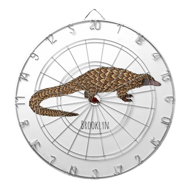 Long-tailed pangolin cartoon illustration  dartboard (Front)