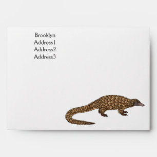 Long-tailed pangolin cartoon illustration envelope