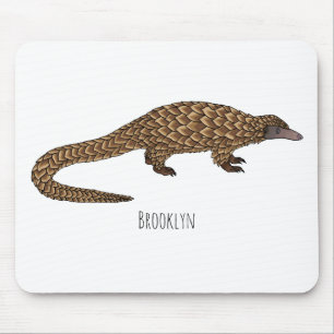 Long-tailed pangolin cartoon illustration mouse pad
