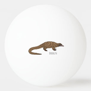 Long-tailed pangolin cartoon illustration  ping pong ball