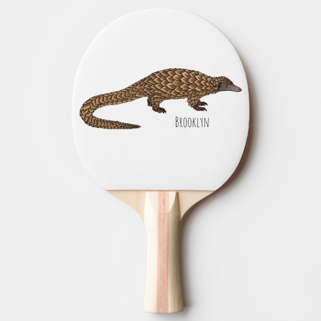 Long-tailed pangolin cartoon illustration ping pong paddle (Front)