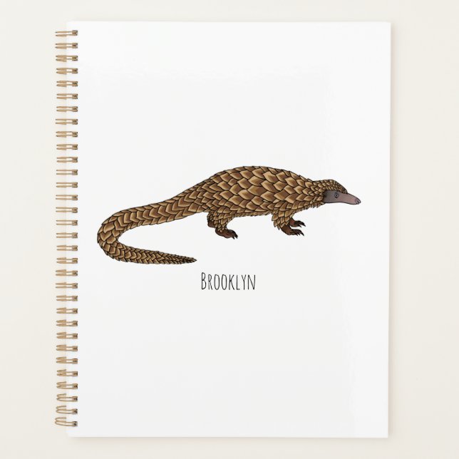 Long-tailed pangolin cartoon illustration  planner (Front)