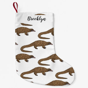 Long-tailed pangolin cartoon illustration  small christmas stocking