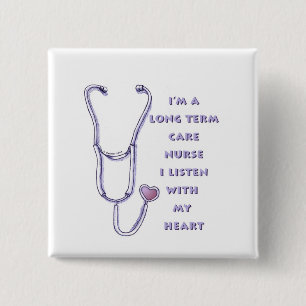 Long Term Care Nurse 2 Inch Square Button