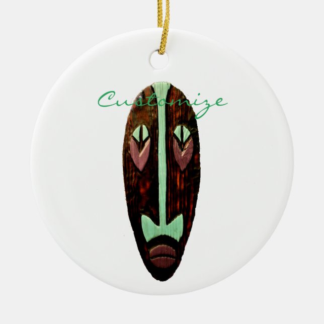 Long Tiki Mask Thunder_Cove Ceramic Ornament (Front)