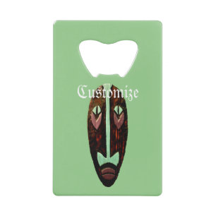 Long Tiki Mask Thunder_Cove Credit Card Bottle Opener