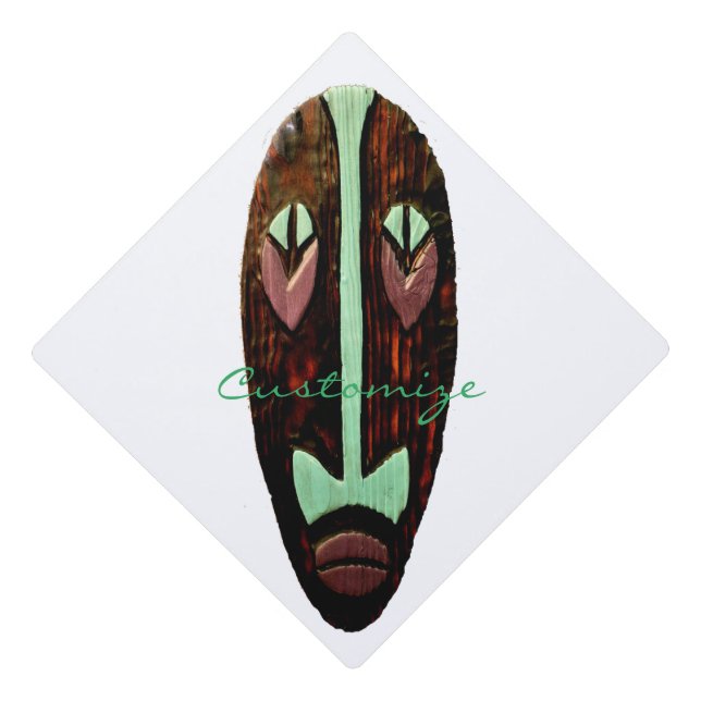 Long Tiki Mask Thunder_Cove Graduation Cap Topper (Front)