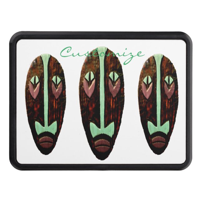 Long Tiki Mask Thunder_Cove Trailer Hitch Cover (Front)