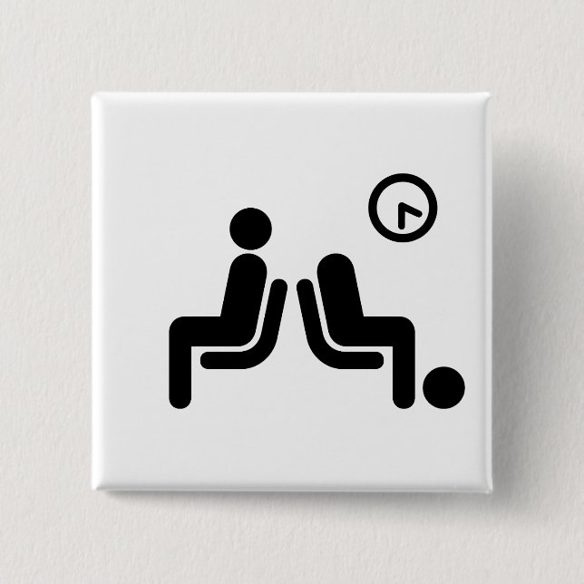 Long Wait Sign 2 Inch Square Button (Front)