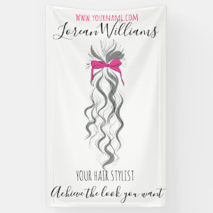 Long wavy hair with a bow  Hairstyling branding Banner