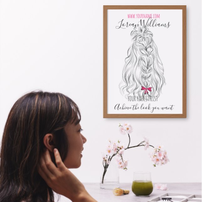 Long wavy hair with a bow  Hairstyling branding Canvas Print (Creator Uploaded)