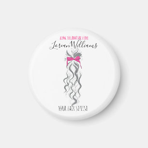 Long wavy hair with a bow  Hairstyling branding Magnet