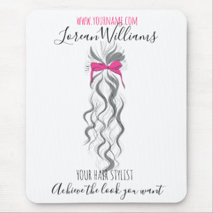 Long wavy hair with a bow Hairstyling branding Mouse Pad