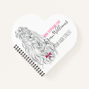Long wavy hair with a bow Hairstyling branding Notebook