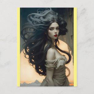long wild hair postcard