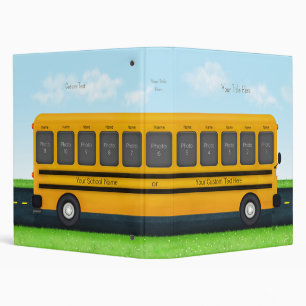 Long Yellow School Bus 11 Photo Custom 1 Inch Binder