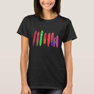 Longboard And Shortboard Abstract Colourful Surfbo T-Shirt