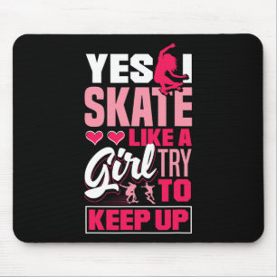 Longboard Freeboard Skateboarding Female Skater  Mouse Pad