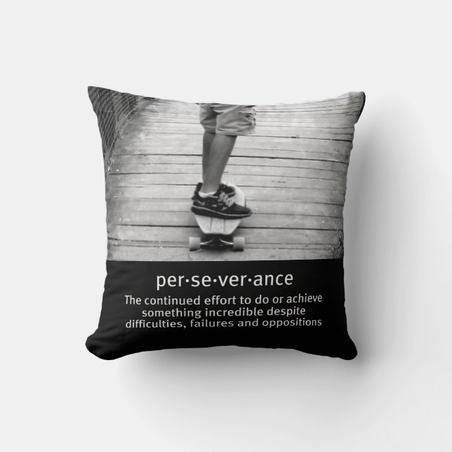 Longboard Perseverance Throw Pillow (Front)