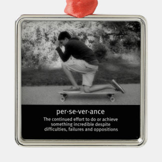 Longboard Pose and Quote Metal Ornament