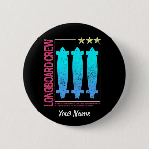 Longboard Retro Skateboard Vintage Skater Design 2 Inch Round Button
