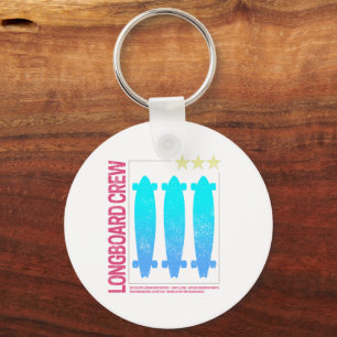 Longboard Retro Skateboard Vintage Skater Design Keychain