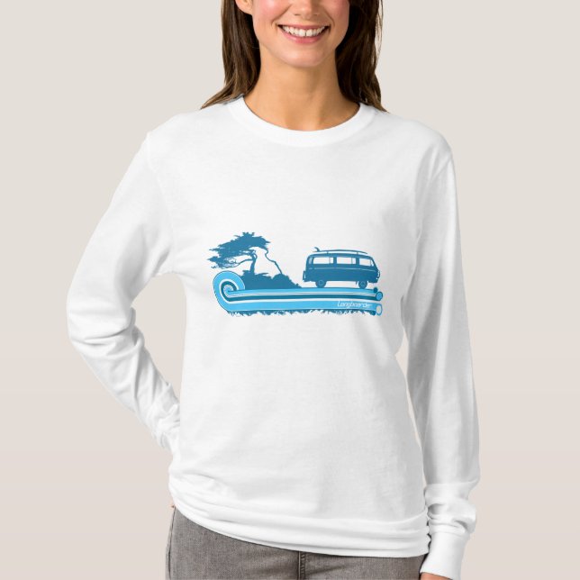 'Longboard' Retro Surf Top in Turquoise & Aqua (Front)