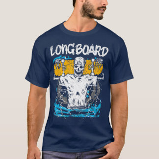 Longboard Skeleton Skating Skateboard Rolling Roll T-Shirt