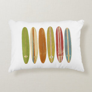 Longboard Surfboards Vintage Retro Style Surfing Accent Pillow