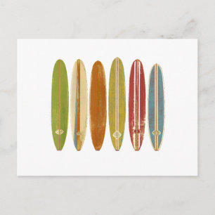 Longboard Surfboards Vintage Retro Style Surfing Postcard
