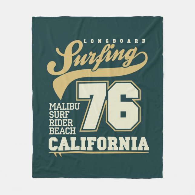 Longboard Surfing | California 76 Fleece Blanket (Front)