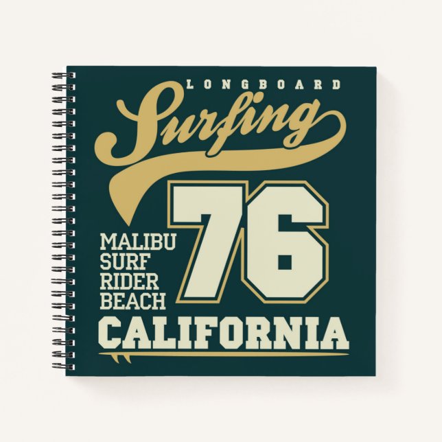 Longboard Surfing | California 76 Notebook (Front)