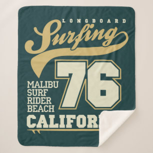 Longboard Surfing   California 76 Sherpa Blanket