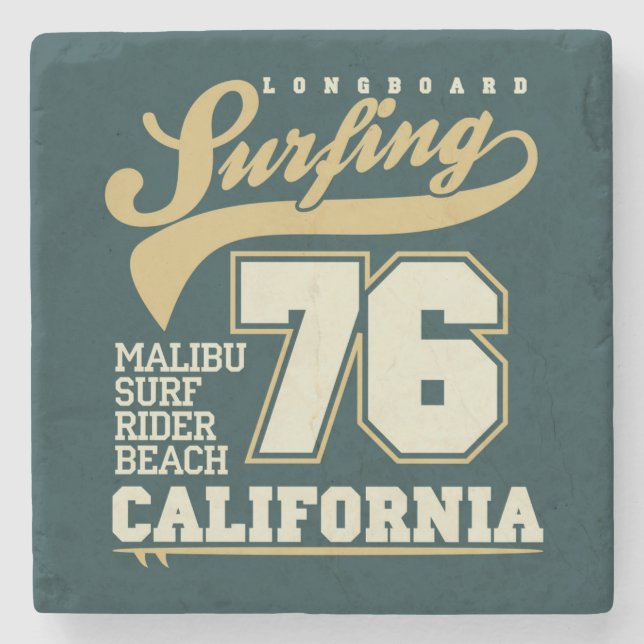 Longboard Surfing | California 76 Stone Coaster (Front)