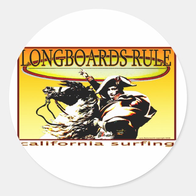 LONGBOARDS RULE CLASSIC ROUND STICKER (Front)